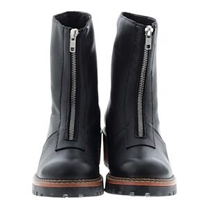 Bertuchi Black Leather Front Zip Chunky Heel Lug Sole Boots Women's Like New‎ 40